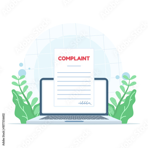 Online complaint concept illustration showing negative feedback, bad user experience, and claims. Customer support, problem solving, and service improvement theme.