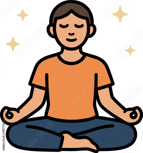 Person meditating calmly with balanced posture, peaceful wellness lifestyle illustration