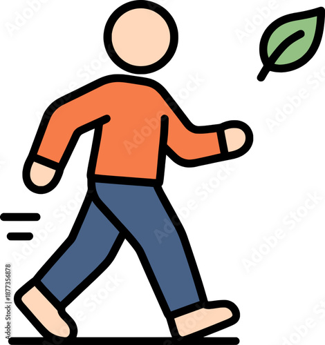 Person walking calmly with wellness concept, small steps to healthy lifestyle illustration