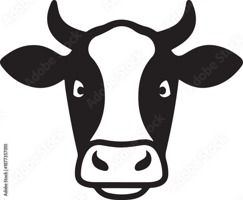 Dairy Cow Head Silhouette Farm Logo Vector for Agricultural Branding