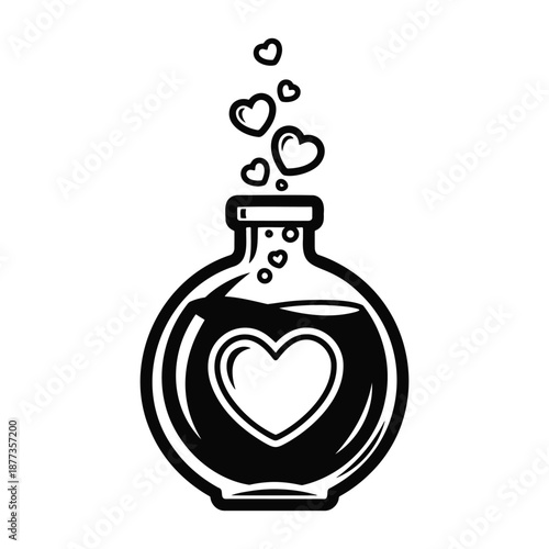 Love potion bottle with hearts vector illustration for Valentines day