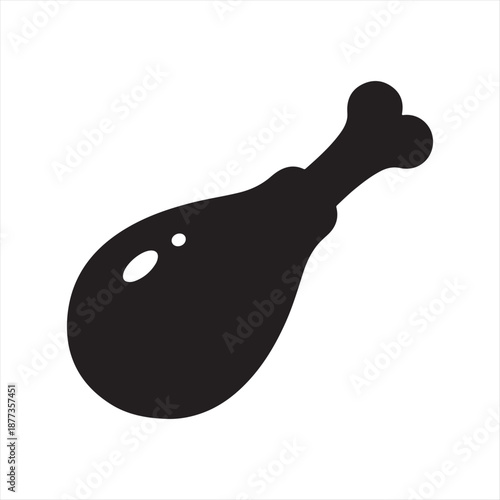 Black silhouette of a single cooked chicken leg