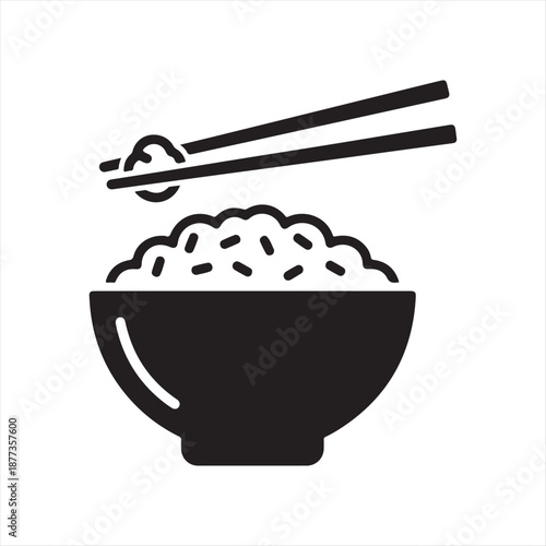 Delicious steaming rice bowl and chopsticks icon capturing essential elements of asian cuisine and daily dining
