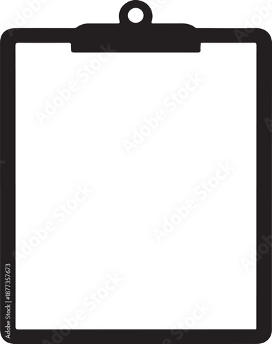 A simple black and white illustration of a clipboard