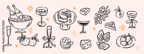 Hand drawn doodle party elements illustration