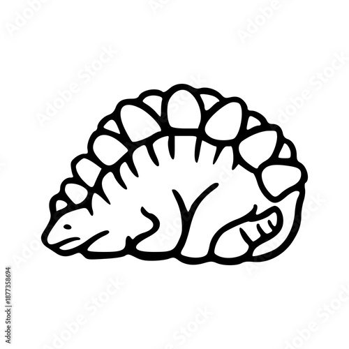 cute stegosaurus dinosaur hand drawn illustration