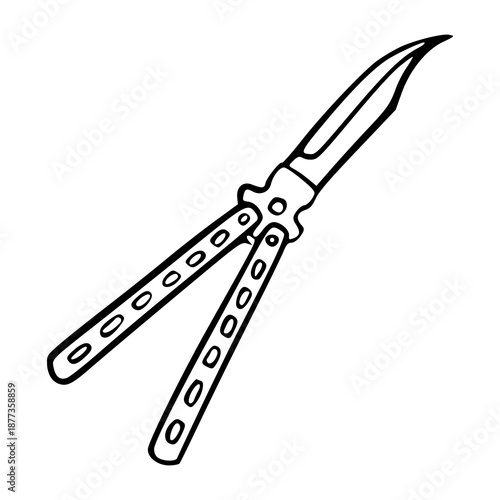 vintage style butterfly knife illustration for weapon and tool theme