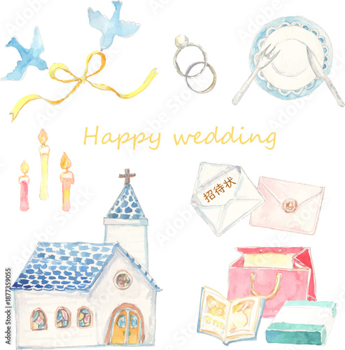 ウェディング関係のイラストセット　ベクター