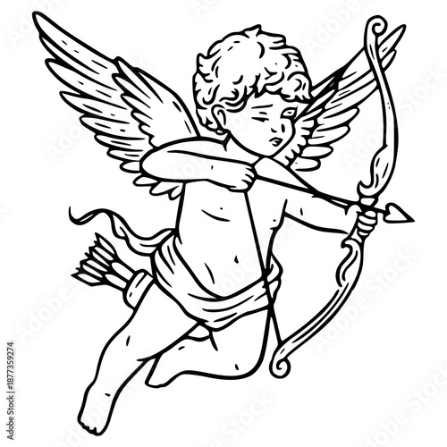 Wallpaper Mural cute cupid angel character drawing with bow and arrow vector illustration Torontodigital.ca