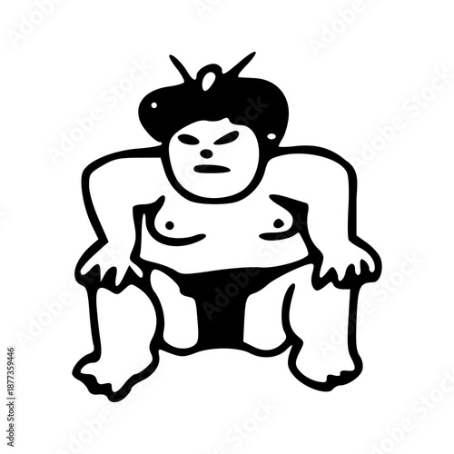 minimalist sumo wrestler character vector illustration