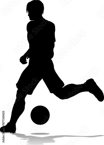 A soccer or football player male silhouette man