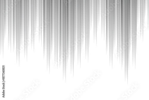 Black radial comics style lines, Straight Vertical Lines, isolated on white background. Speed abstract. Vector illustration