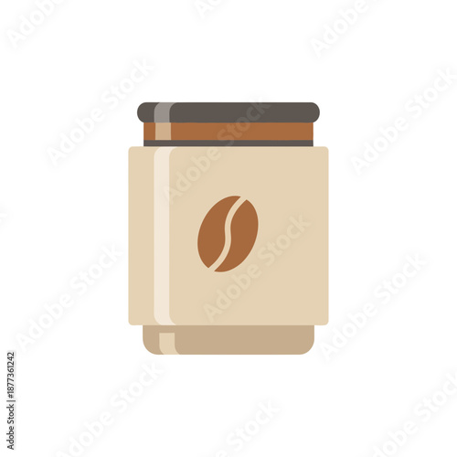 Aesthetic illustration of a disposable coffee cup with a coffee bean symbol on it