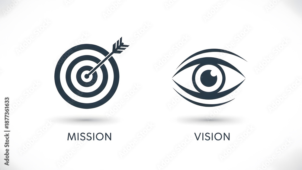 Obraz premium Business concept graphics representing mission and vision with target and eye symbols