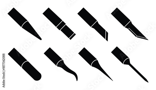 A set of soldering iron tips in different shapes. Essential tools for electronics and precise soldering work.