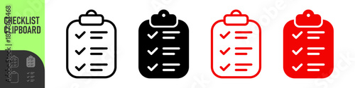 Simple checklist clipboard silhouette icon minimalist vector illustration isolated on transparent background. Color icon set