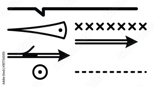 Collection of various simple black and white pictogram symbols design for signs, graphics, or instructions vector set.