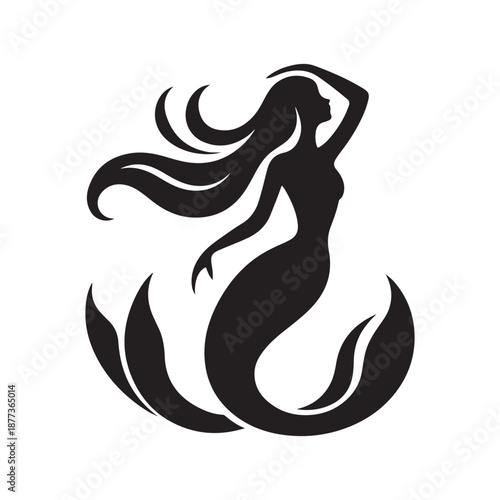 mermaid vector silhouette clip art logo design illustration icon collection
