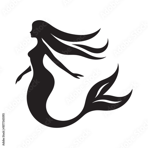 mermaid vector silhouette clip art logo design illustration icon collection
