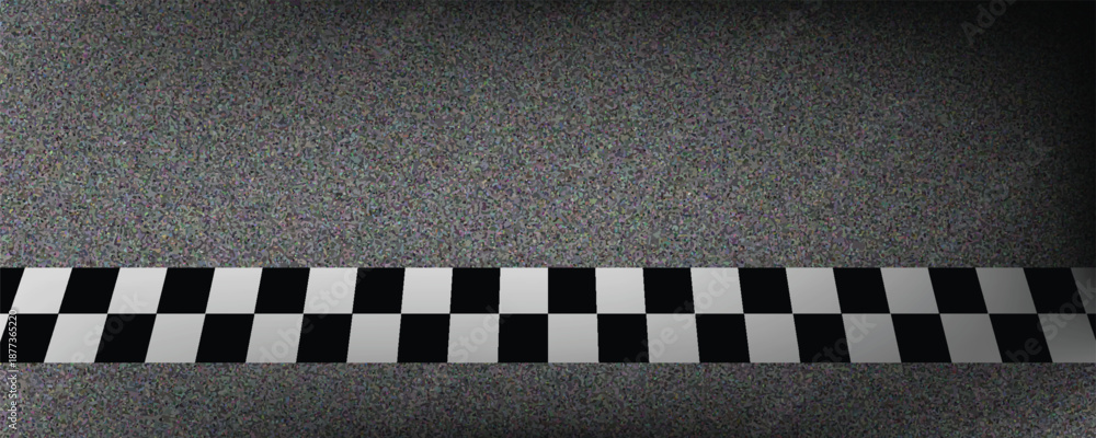 Obraz premium Finish line racing background top view, Textured asphalt with finishing line.