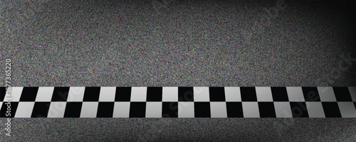 Finish line racing background top view, Textured asphalt with finishing line.