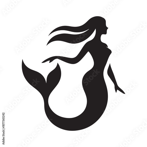 mermaid vector silhouette clip art logo design illustration icon collection
