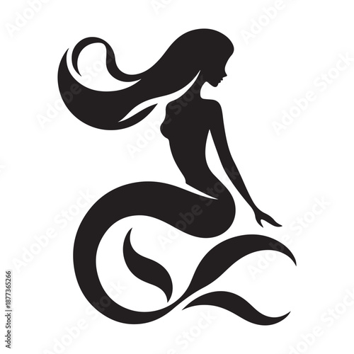 mermaid vector silhouette clip art logo design illustration icon collection
