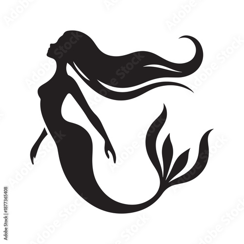 mermaid vector silhouette clip art logo design illustration icon collection
