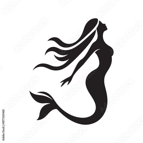 mermaid vector silhouette clip art logo design illustration icon collection
