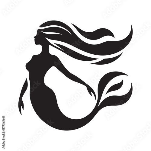 mermaid vector silhouette clip art logo design illustration icon collection
