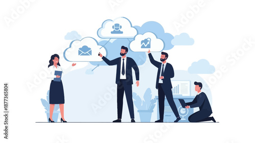 Cloud Computing Business Team Collaboration Data Analysis Digital Connections