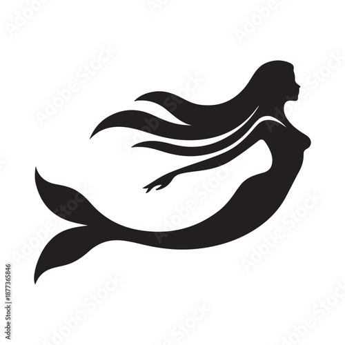 mermaid vector silhouette clip art logo design illustration icon collection
