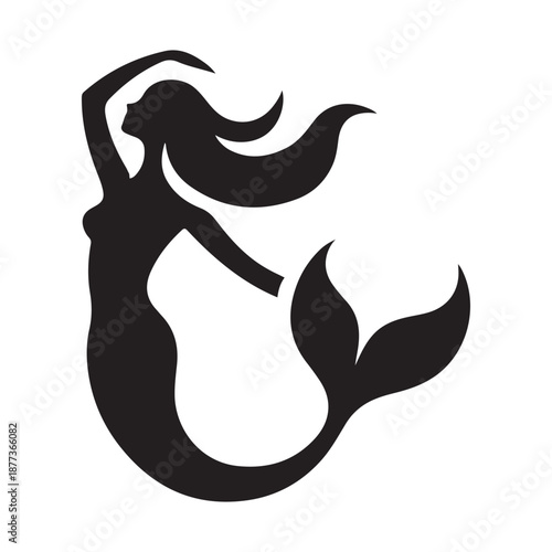 mermaid vector silhouette clip art logo design illustration icon collection
