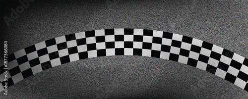Finish line racing background top view, Textured asphalt with finishing line.