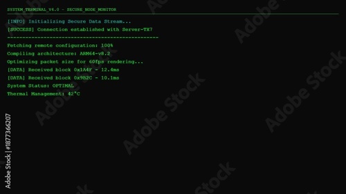 Wallpaper Mural Futuristic System Boot Sequence Animation | Green Tech Terminal UI Loading Screen. Torontodigital.ca