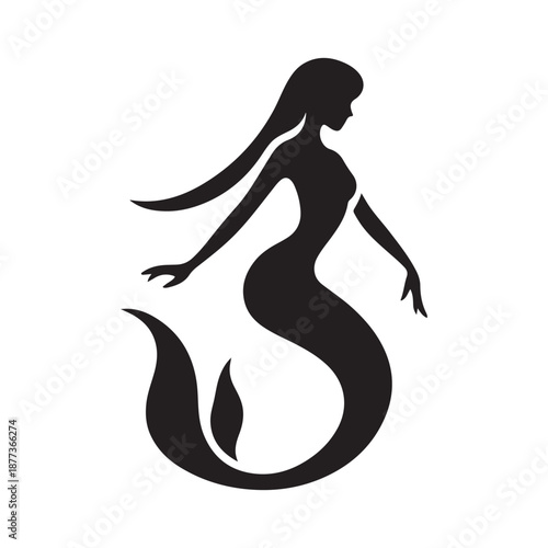 mermaid vector silhouette clip art logo design illustration icon collection
