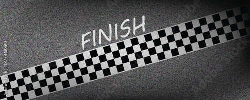 Finish line racing background top view, Textured asphalt with finishing line.