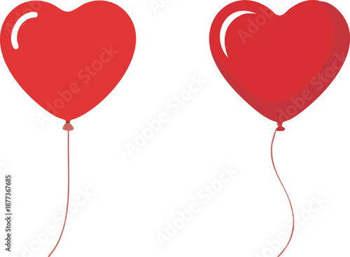 Red Heart Balloon Illustration, Vibrant Red Heart Balloon Vector Design, vector, illustration.