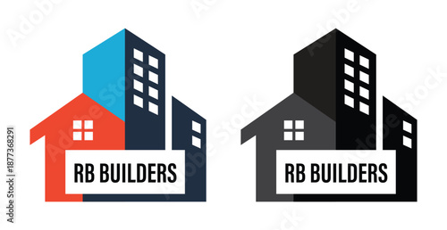 RB Builders logo silhouettes for construction companies urban architecture development and real estate branding graphics