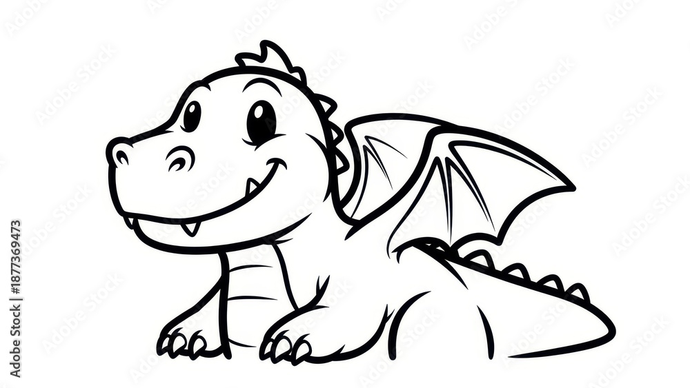 Fototapeta premium Cute Dragon Cartoon Illustration