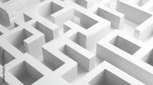 Wallpaper Mural Abstract White Maze Design with Intricate Pathways and Shadows Torontodigital.ca
