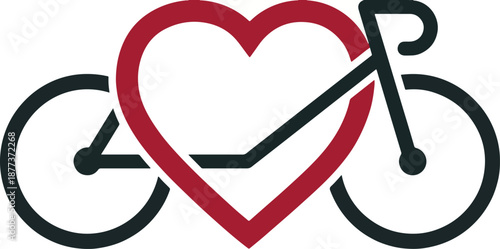  Simple bicycle with heart shape icon for Valentine's Day 2026 logo design vector