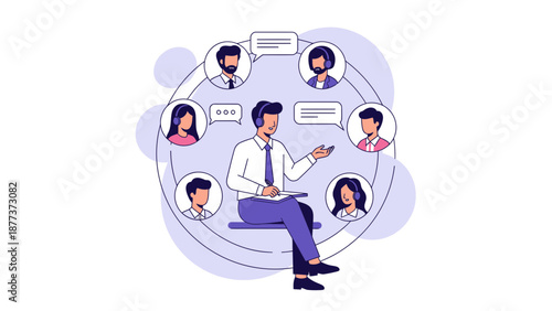 Teamwork and Communication in Remote Work, Online Collaboration Concept