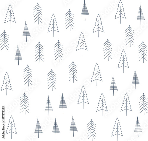Scandinavian winter tree pattern in minimalist geometric style  