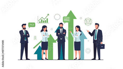 Business Team Analyzing Growth Charts and Financial Data