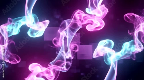 Vibrant Neon Smoke Clouds on Dark Background.