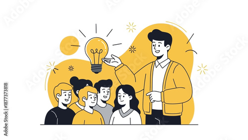Teamwork idea generation, business meeting, brainstorming, innovation concept