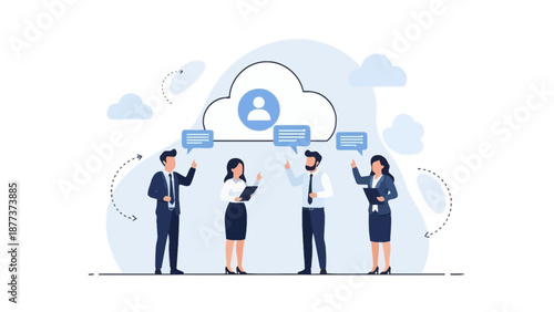 Business Team Collaborating on Cloud Computing Concept