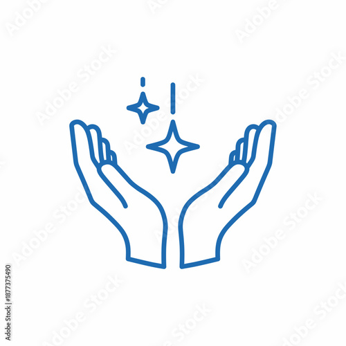 Hands Holding Sparkling Stars Iconography.