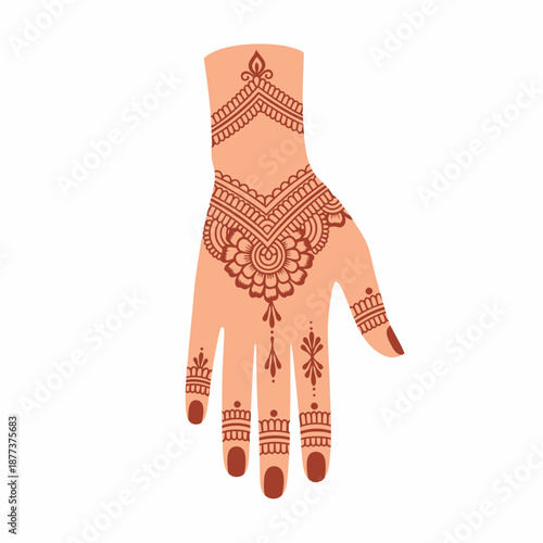 Henna Design on Hand Illustration.
